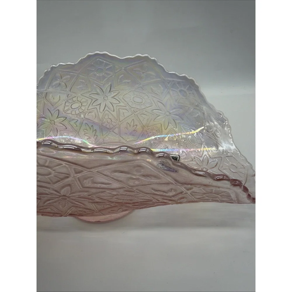 Lenox Imperial Glass Banana Boat,‎ Pink Iridescent Fruit Bowl, Hattie Pattern